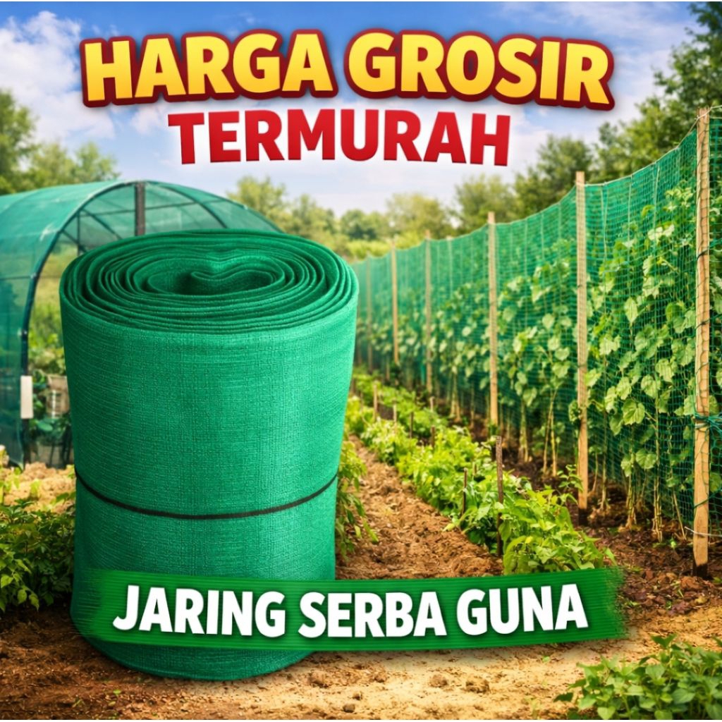 Jaring Waring Kasa Hijau Serbaguna – Ukuran 2 m x 50 m | Penutup & Pelindung