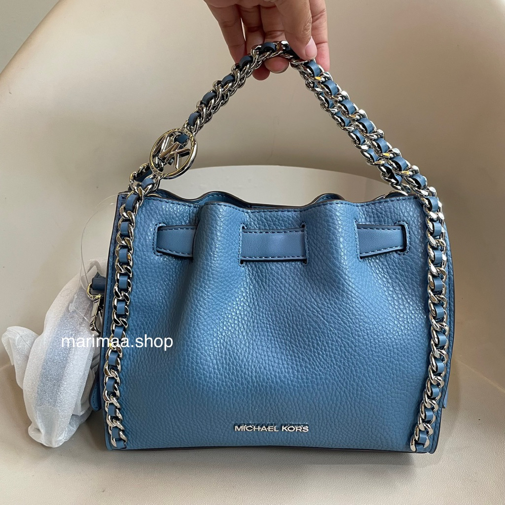 Tas mk mina silver chain blue crossbody bag