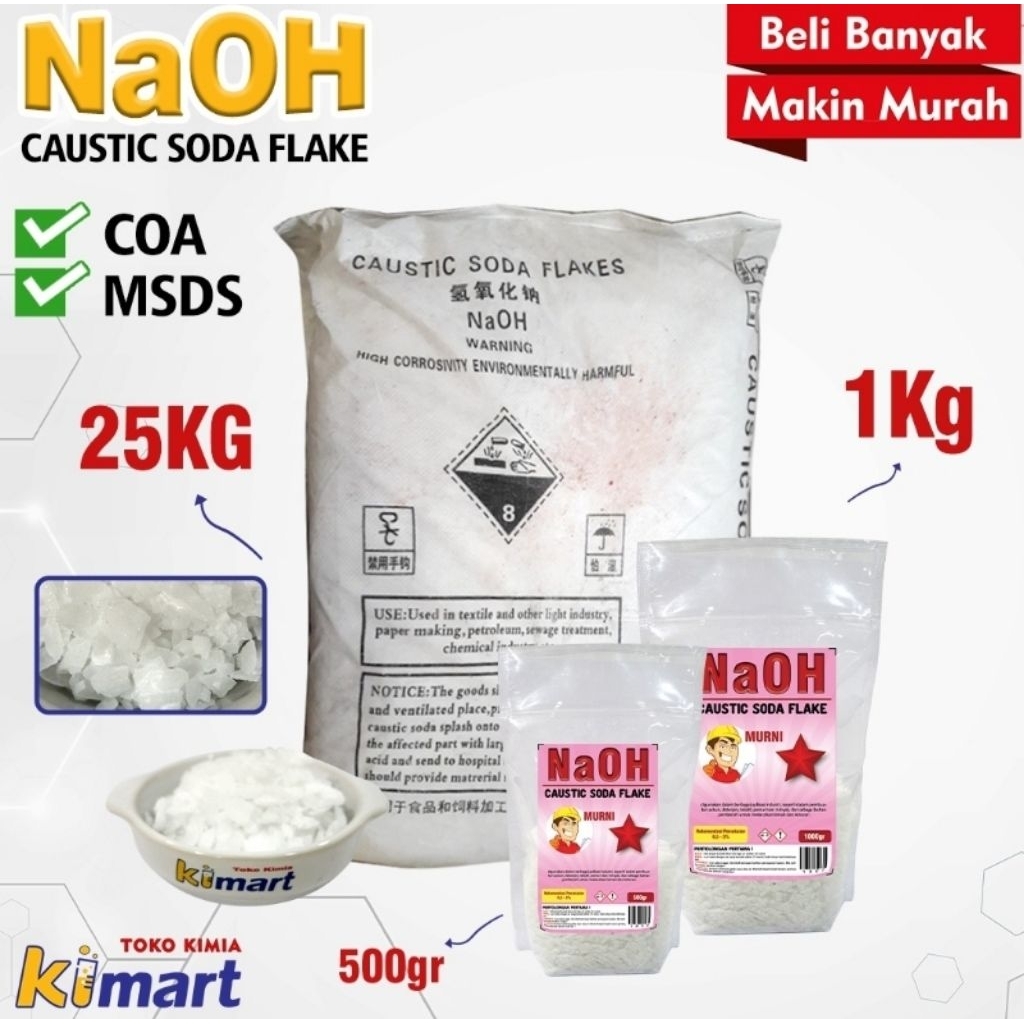 Soda Api Caustic Soda flake RRT membersihkan saluran pipa mampet NaOH Murni 25kg CAUSTIK