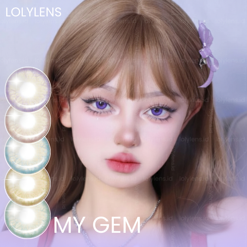 LOLLYLENS.ID My GEM Lolyplus Purple Violet Ungu Lilac Pink Softlens 14mm Normal Minus -10.00