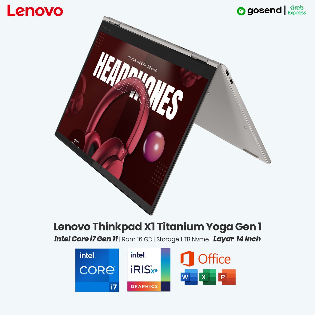 Laptop Lenovo Thinkpad X1 Titanium Yoga Intel Core i7 Gen 11 Ram 16 GB SSD 1 TB layar 13,5 Inch Touc