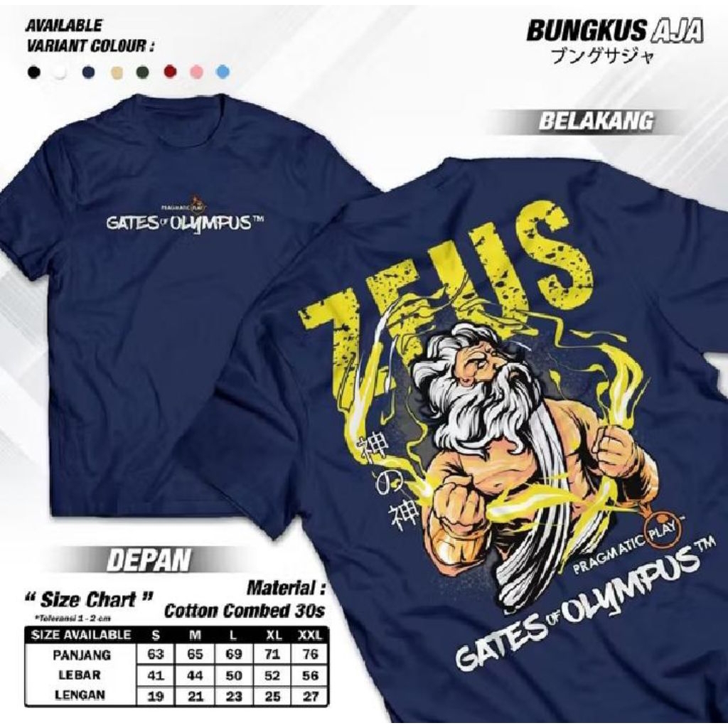 Kaos Zeus Gates Of Olympus Pragmatic Play T-shirt Game Slot