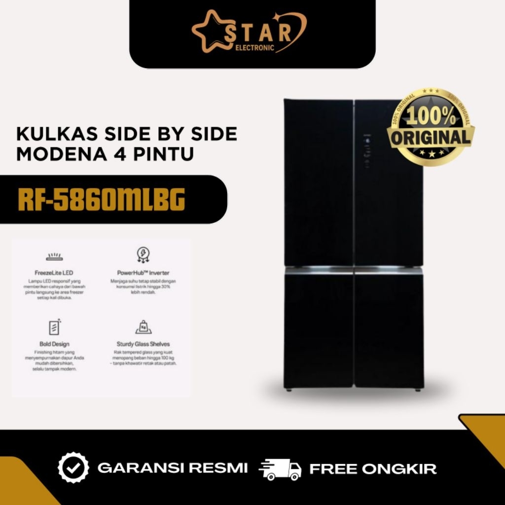 KULKAS SIDE BY SIDE 4 PINTU MODENA RF-5860MLBG SBS MODENA