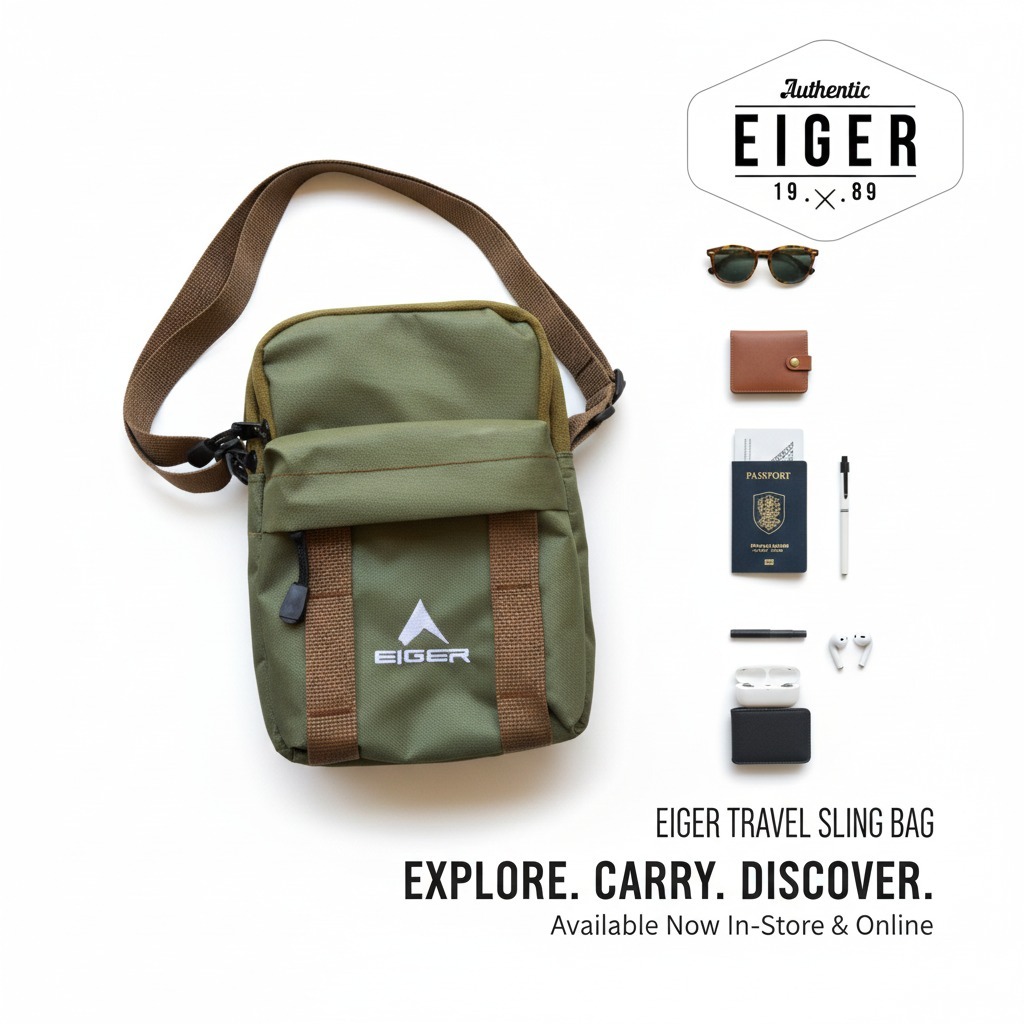 Tas Pria Selempang Eiger Warna Hijau Army Bahan Premium Terbaru Sporty Kekinian