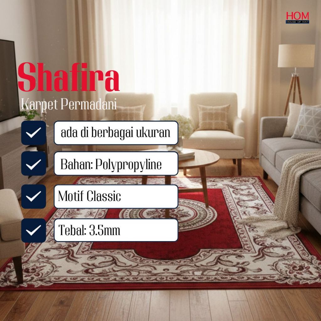 KARPET PERMADANI SHAFIRA 230 x 310 JUMBO / SHAFIRA MOTIF KLASIK TURKI
