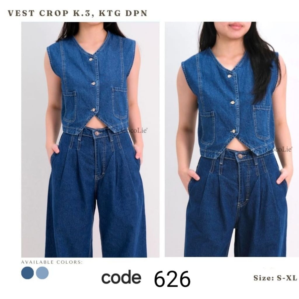 B7201 | VEST JEANS WANITA IMPORT PREMIUM