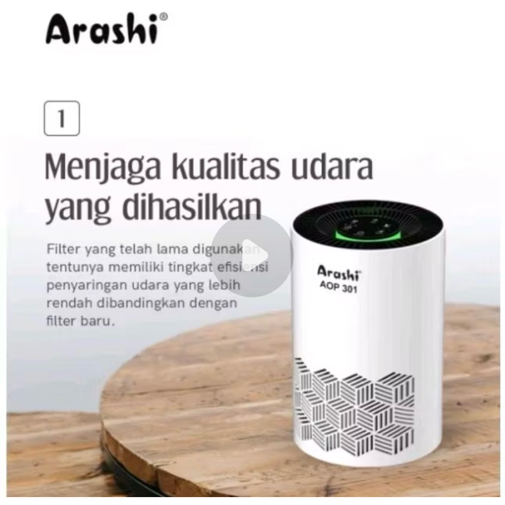 ARASHI AIR PURIFIER PENYARING UDARA PORTABLE AOP 301 /AOP301 AIR PURIFIER HEPA FILTER