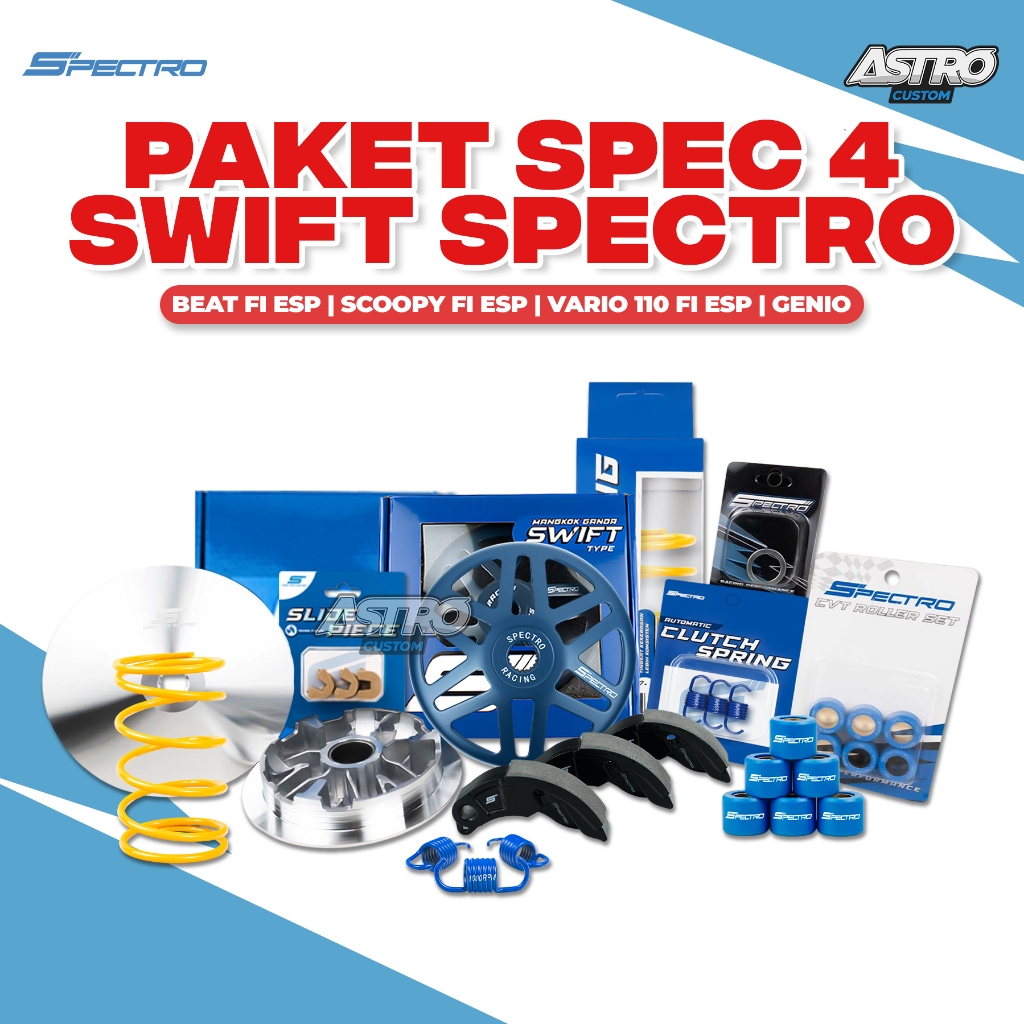 Spectro Paket Spec 4 Swift BeaT Fi Scoopy ESP Genio Street Deluxe Mangkok Ganda Roller Per CVT Ring