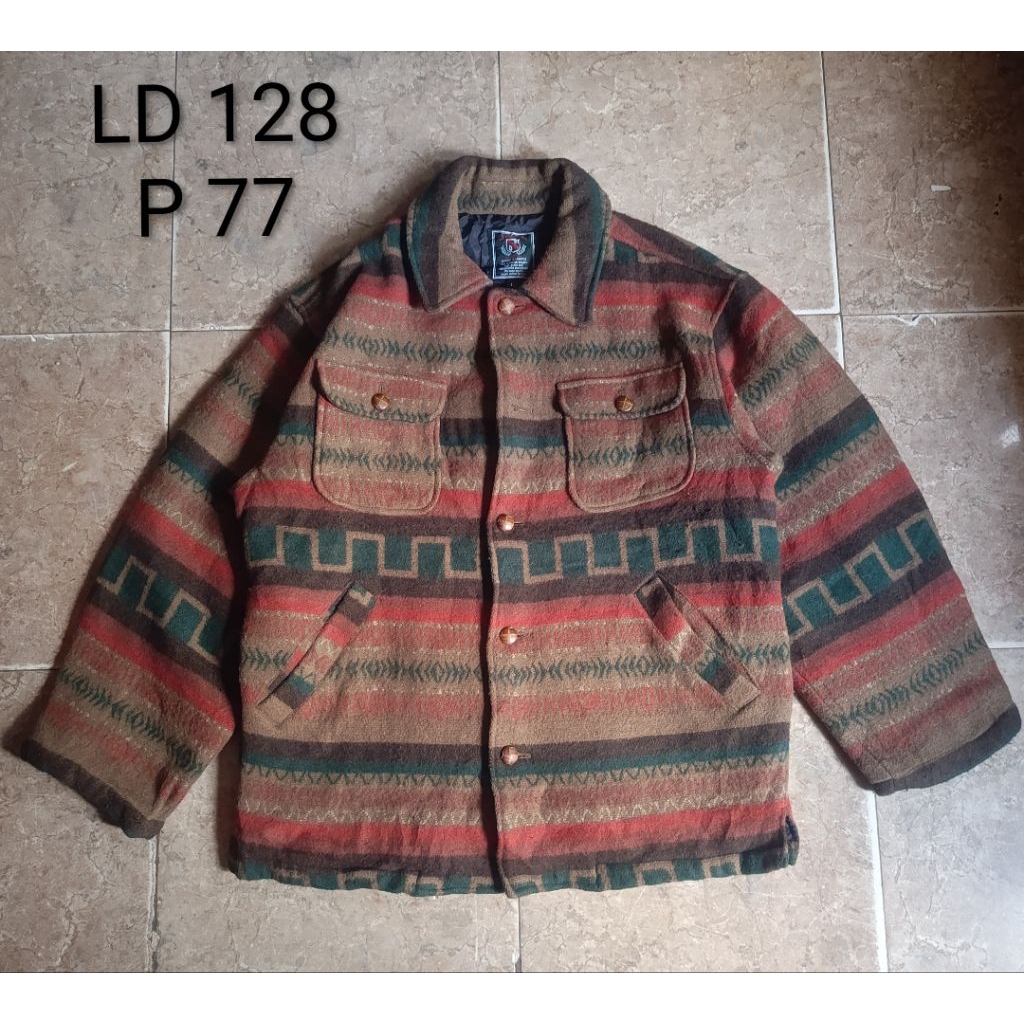 Jaket wool tebal vintage spectators mandoc motif navajo  ( perhatikan deskripsi dan gambar)