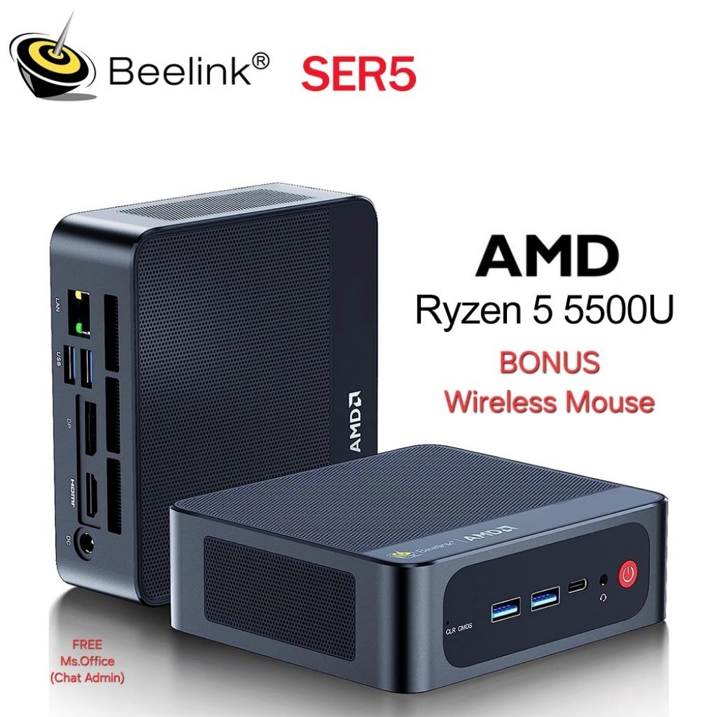 Mini PC Beelink SER5 AMD Ryzen 5 5500U 32/500GB HDMI DP LAN Windows 11 Pro