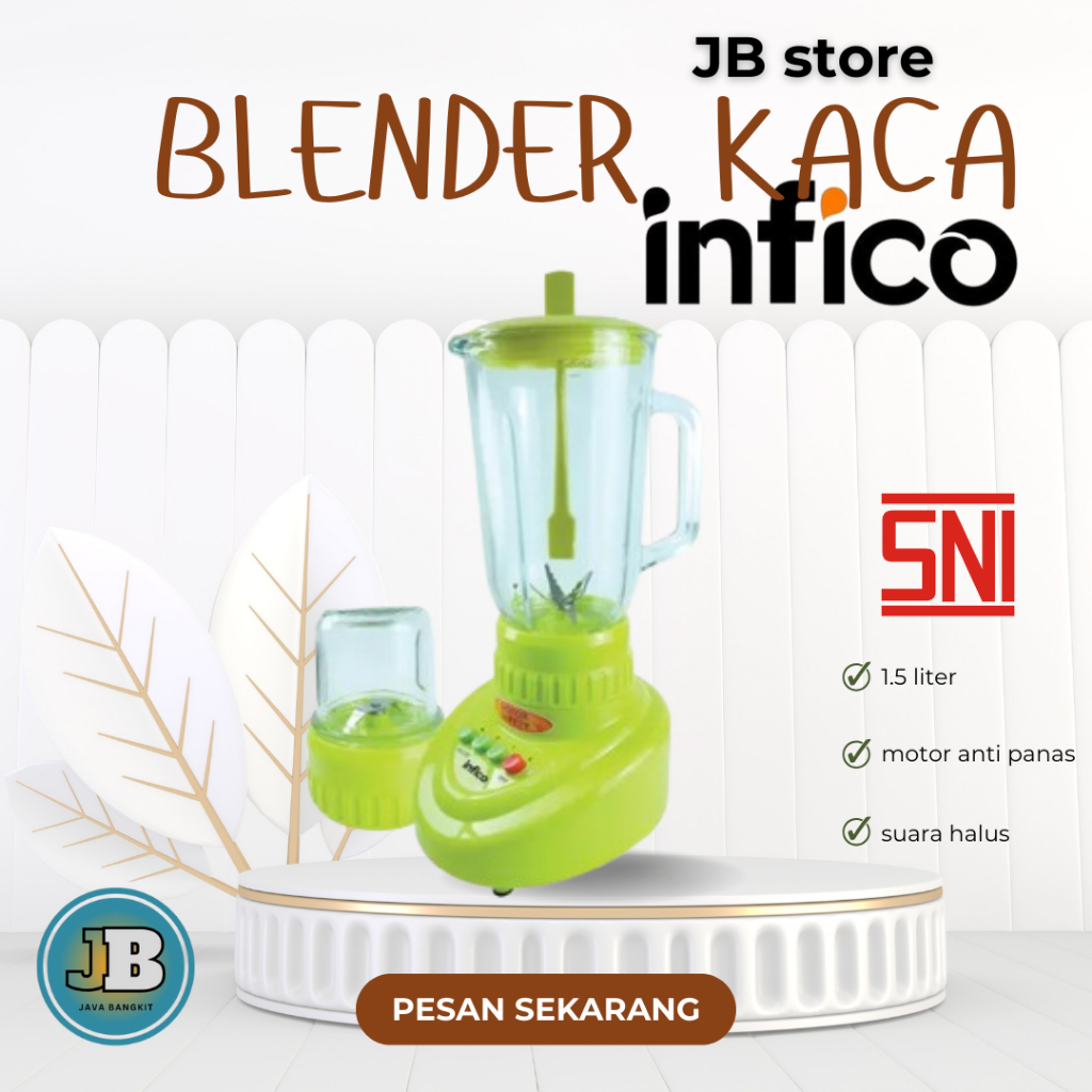 INFICO Blender Kaca 2 in 1 Tabung 1.5 Liter SNI Termurah Motor Anti Panas Suara Halus