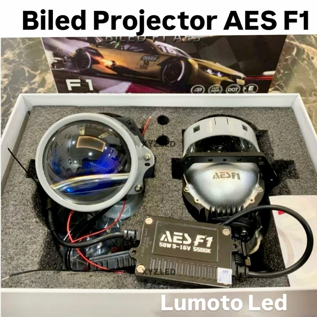 Lampu Utama Biled Projector AES F1 - Blue Lens 3 Inch
