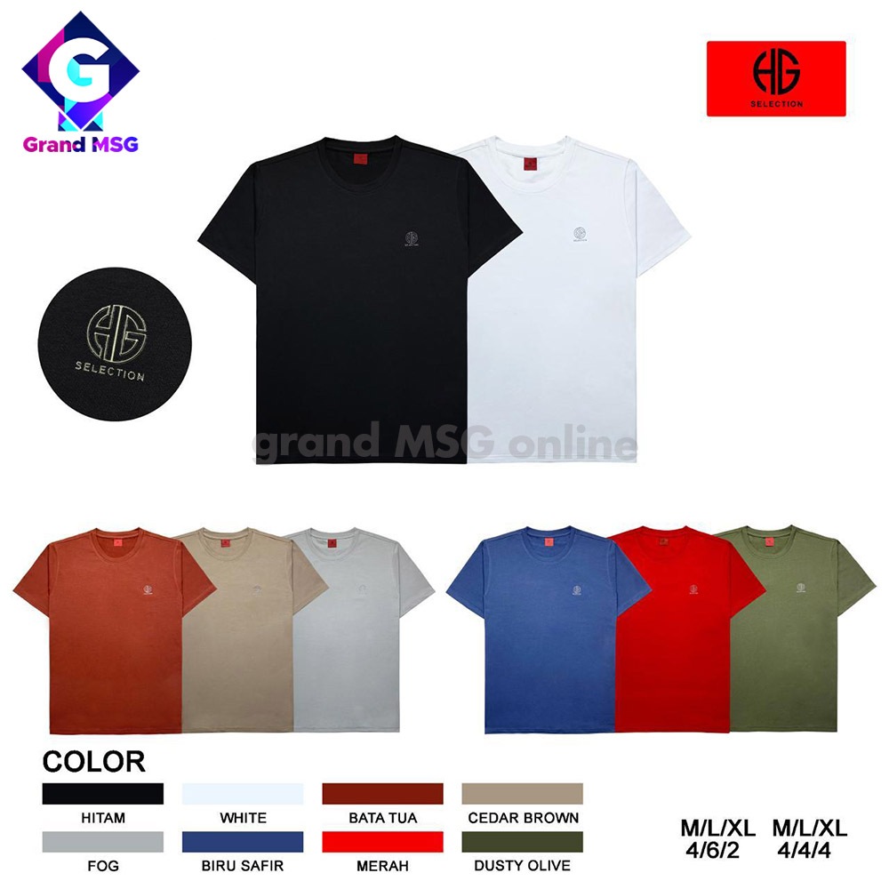 HUGO Selection T-Shirt Pria Kaos Polos Laki Laki Dewasa Kaus Cowok Oblong Lengan Pendek Bahan Spande