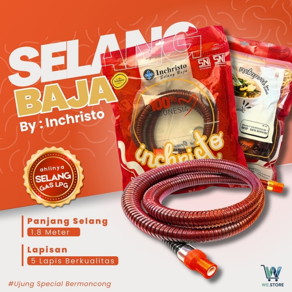 SELANG BAJA MERAH BURGUNDY Premium Spiral Kompor Gas LPG Panjang 1,8 Meter Anti Bocor, Tikus dan Low