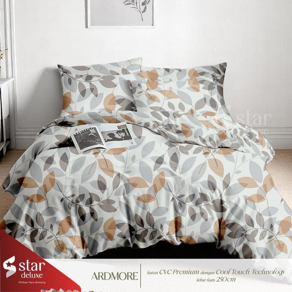 Sprei Katun Premium Full Set – Lembut & Dingin | Termasuk Sarung Bantal & Guling | Motif Daun-Daun