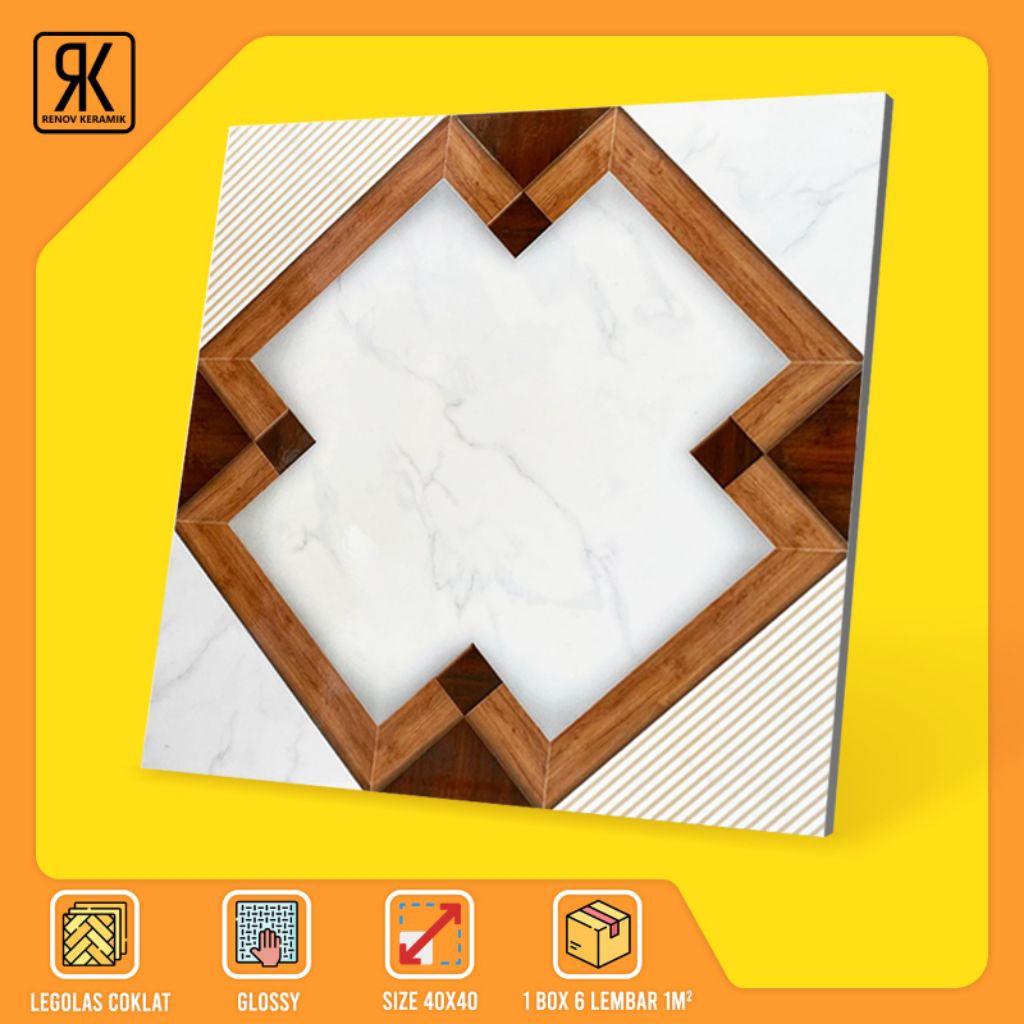 KERAMIK LANTAI GLOSSY LEGOLAS COKLAT 40X40