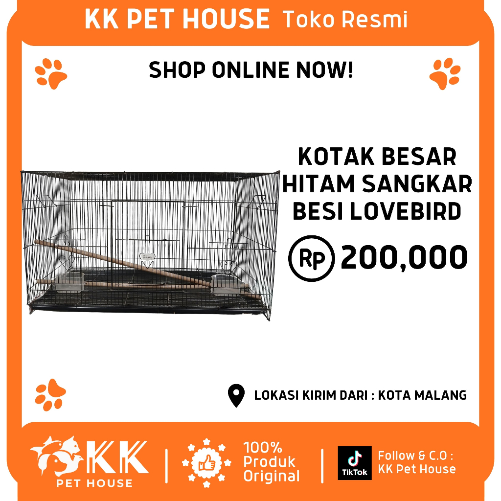 0623-KOTAK BESAR HITAM SANGKAR BESI LOVEBIRD