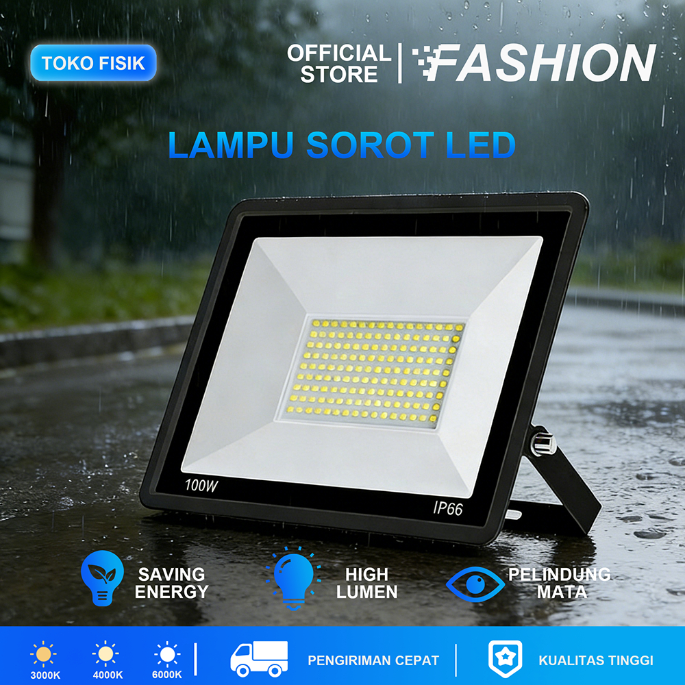 Lampu Sorot LED Outdoor 30W 50W 100W 200W 300W 6500K IP66 Waterproof Flood Light Untuk Taman Lapanga