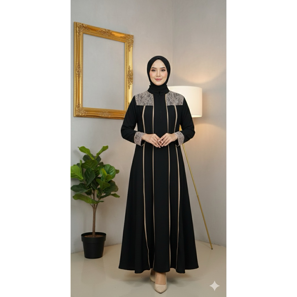 OutfitbyMeta Fathiya dress sabrina anti uv mix brukat chantili premium