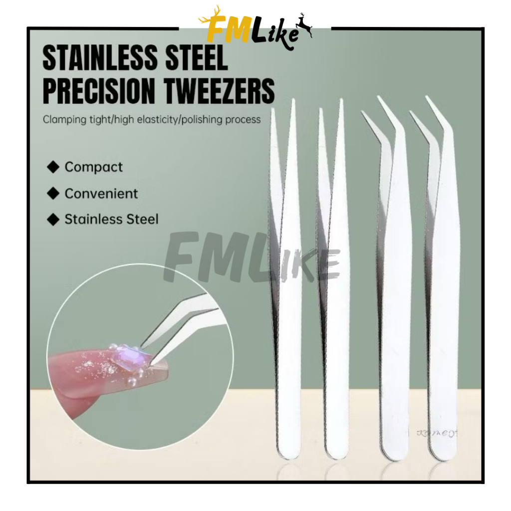 Pinset Stainless Steel / Pinset Lurus / Penjepit Bengkok Siku / Pinset Bedah Laboratorium