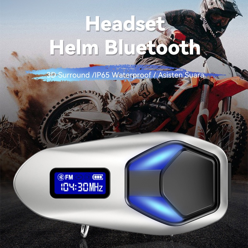 BASIKE Headset Berkendara Bluetooth 5.4 Radio FM Asisten Suara Lampu Atmosfer IP65 Tahan Air Debu Sp