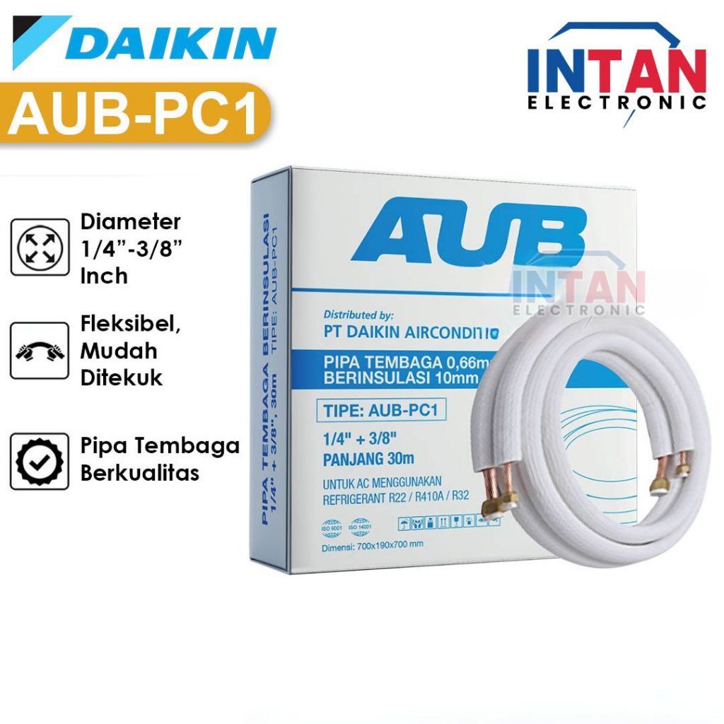 DAIKIN PIPA AC AUB-PC1 1/4" - 3/8" / PIPA DAIKIN AC 1/2 PK, 3/4 PK, 1PK TEBAL 0.66MM PER METER MEDAN