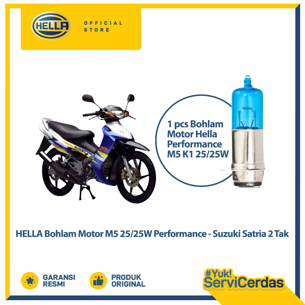 Bohlam Motor Hella Suzuki Satria 2 tak M5 12V 25/25W P15d-25-1 4500K Performance - Lampu Motor