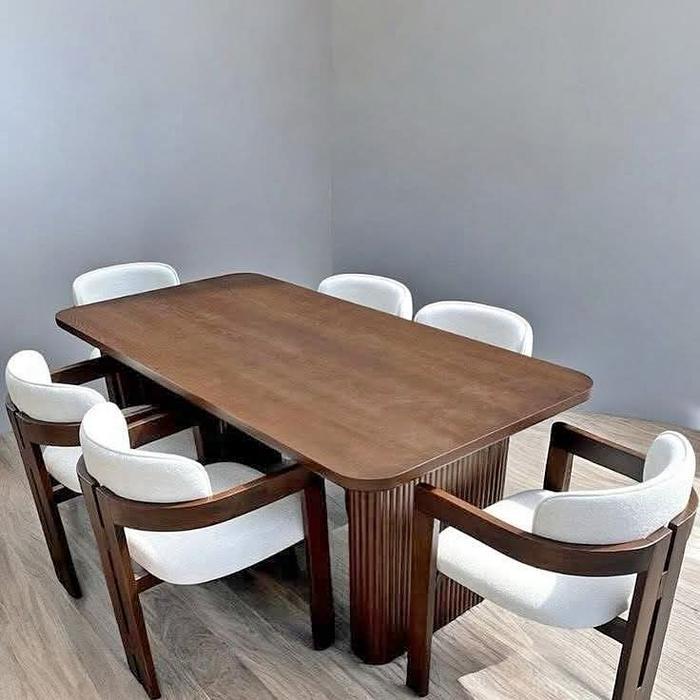 meja makan jati terbaru meja makan minimalis jati model japandi terbaru