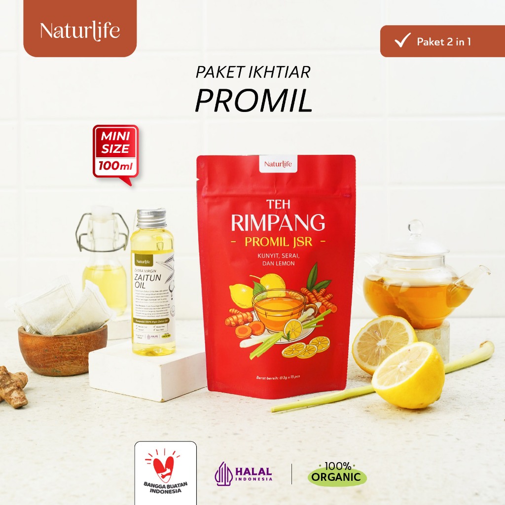 (BUNDLING HEMAT) TEH JSR PROMIL & MINYAK ZAITUN 100ML NATURLIFE / JSR DETOX RAHIM / JAMU PROMIL / RA