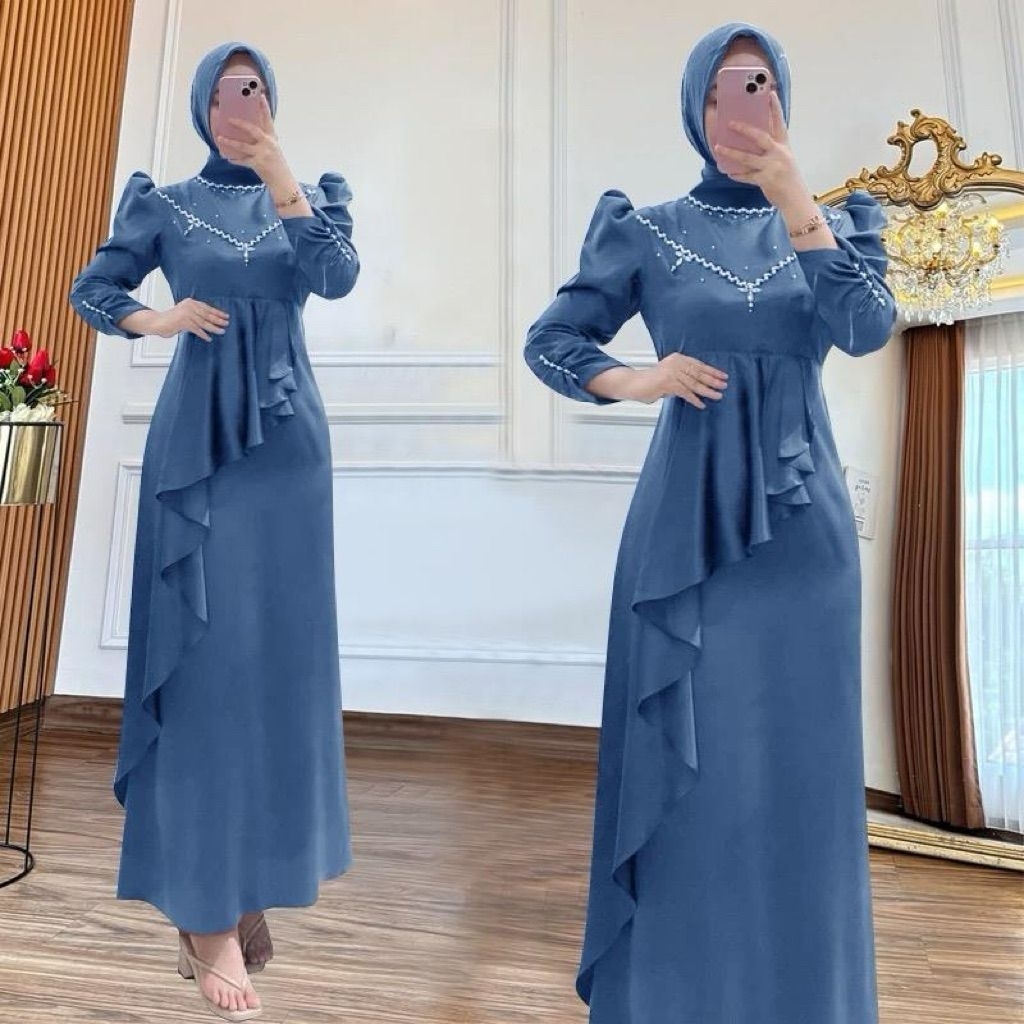 MAXI MAYANA ( M L XL XXL ) Gamis satin velvet pesta muslim model terbaru Gamis kondangan Baju Seraga