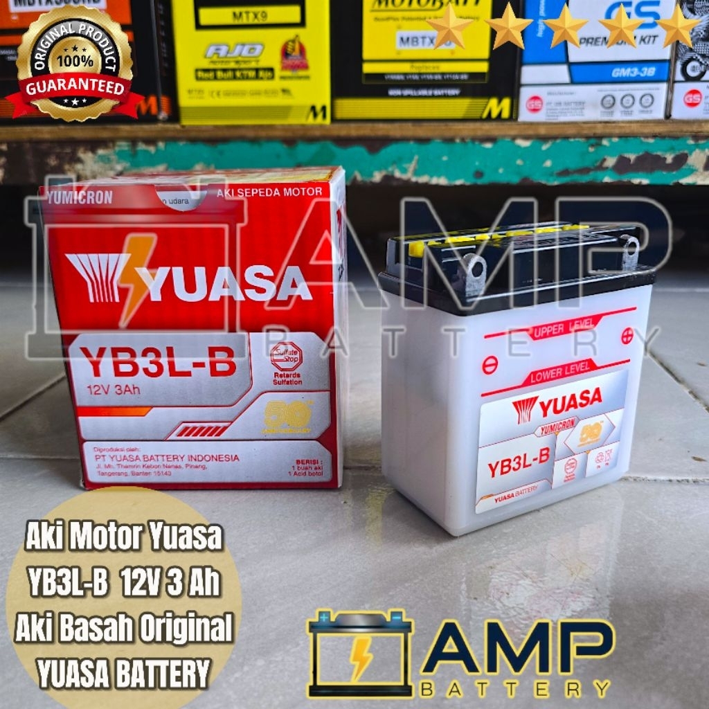 AKI MOTOR YUASA YB3LB GM3-3B MTX3L AKI BASAH 12V 3Ah ORIGINAL YUASA BATTERY