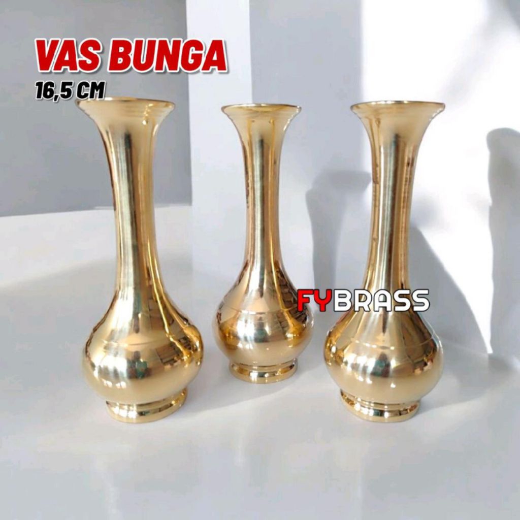 1 biji Vas Bunga kuningan / Hiasan meja / Vas Bejana meja kuningan