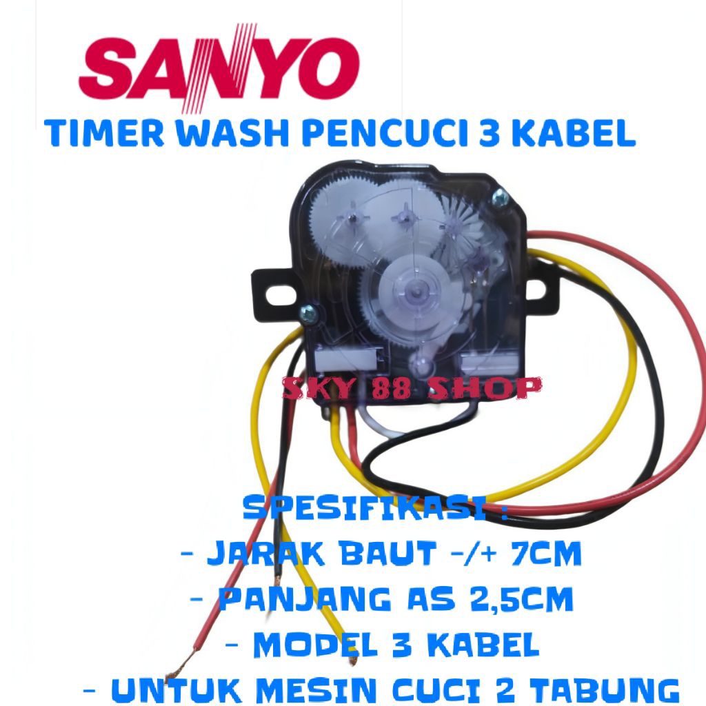TIMER WASH 3 KABEL MESIN CUCI SANYO 2 TABUNG / TIMER MESIN CUCI