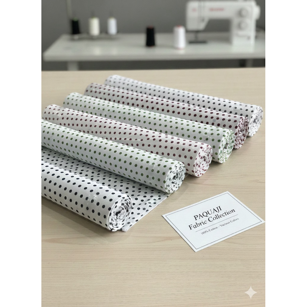 Bahan kain katun motif polkadot banyak warna /katun Import motif polkadot