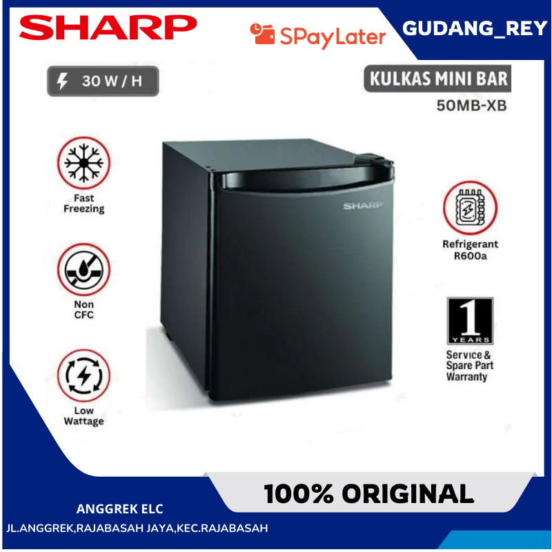 Kulkas Mini Bar SHARP 1 Pintu SJ-50MB-XB (Mini Bar) 50 L GARANSI RESMI