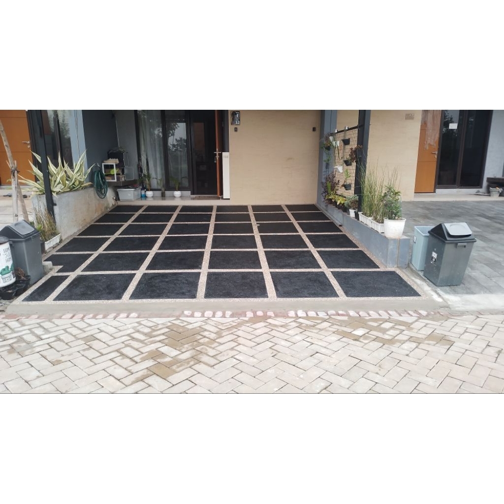 Carport Mobil Lantai Garasi Batu Koral Sikat