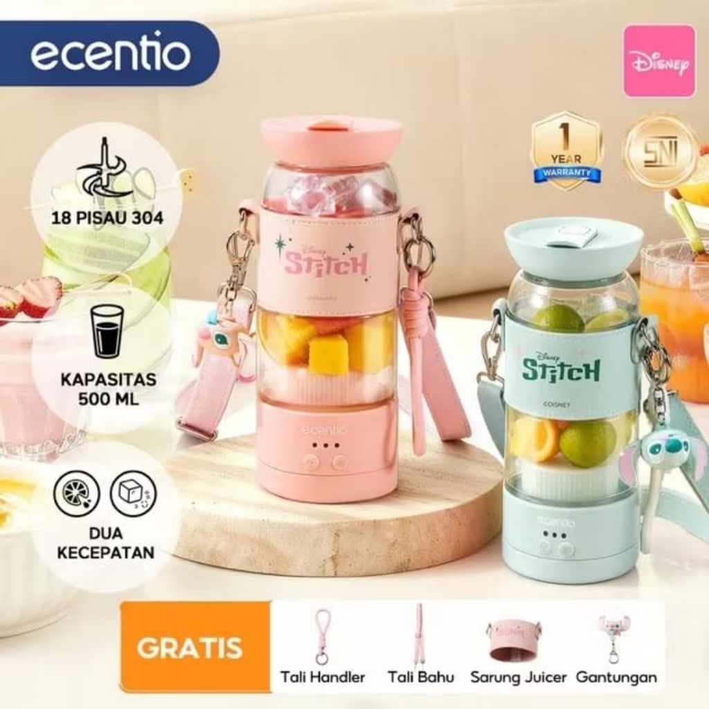 ECENTIO Botol Minum Portable Kaca 500ml | Tumbler Jus Food Grade Anti Bocor | Botol Minum