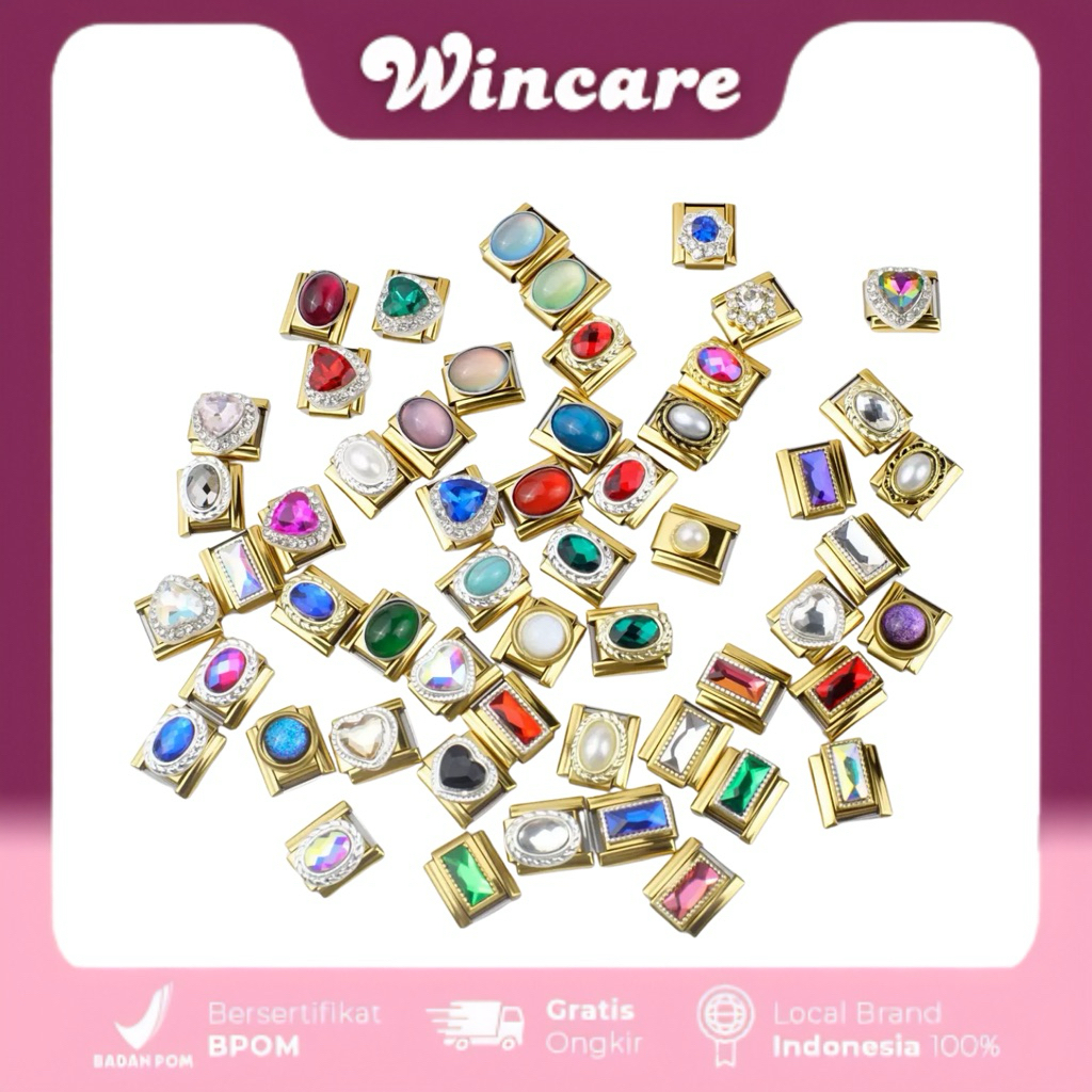 Italian Charm Bracelet Gemstone Series Gold & Platinum / Charm Premium Italian Bracelet By Luvka