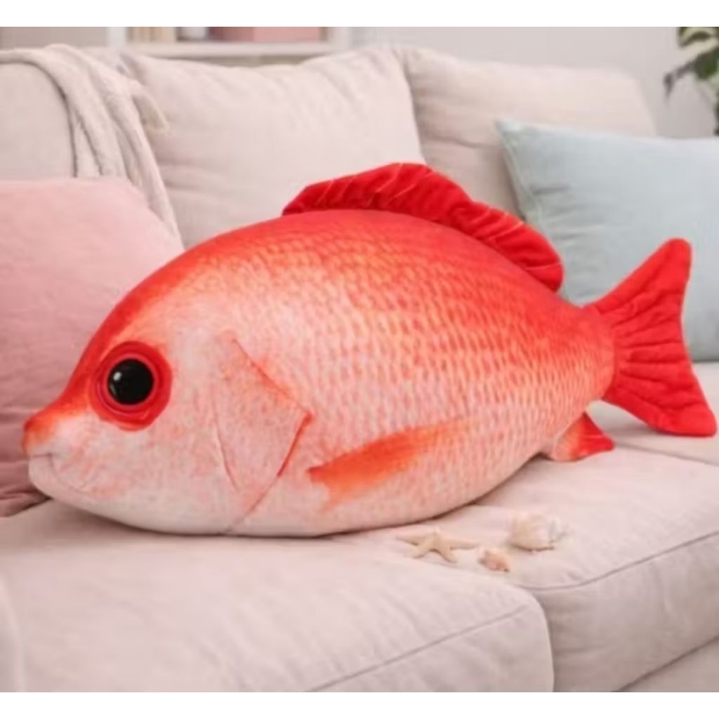 Boneka Jumbo Ikan Kakap Merah Uk 95 Cm Bahan Halus Lembut Bantal Boneka Kakap Merah Size XL Cocok un