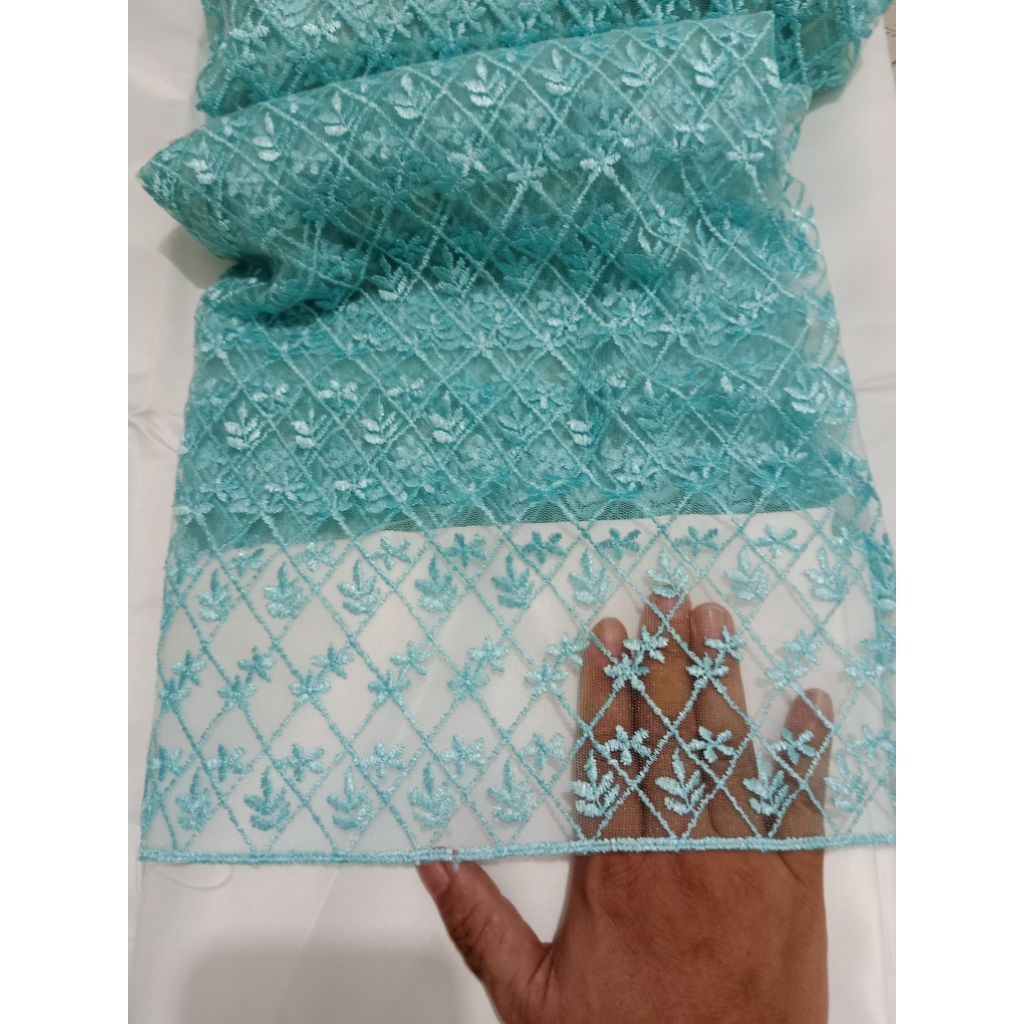 Bahan Kain tile kotak bunga bordir / kain tile bunga bordir korean