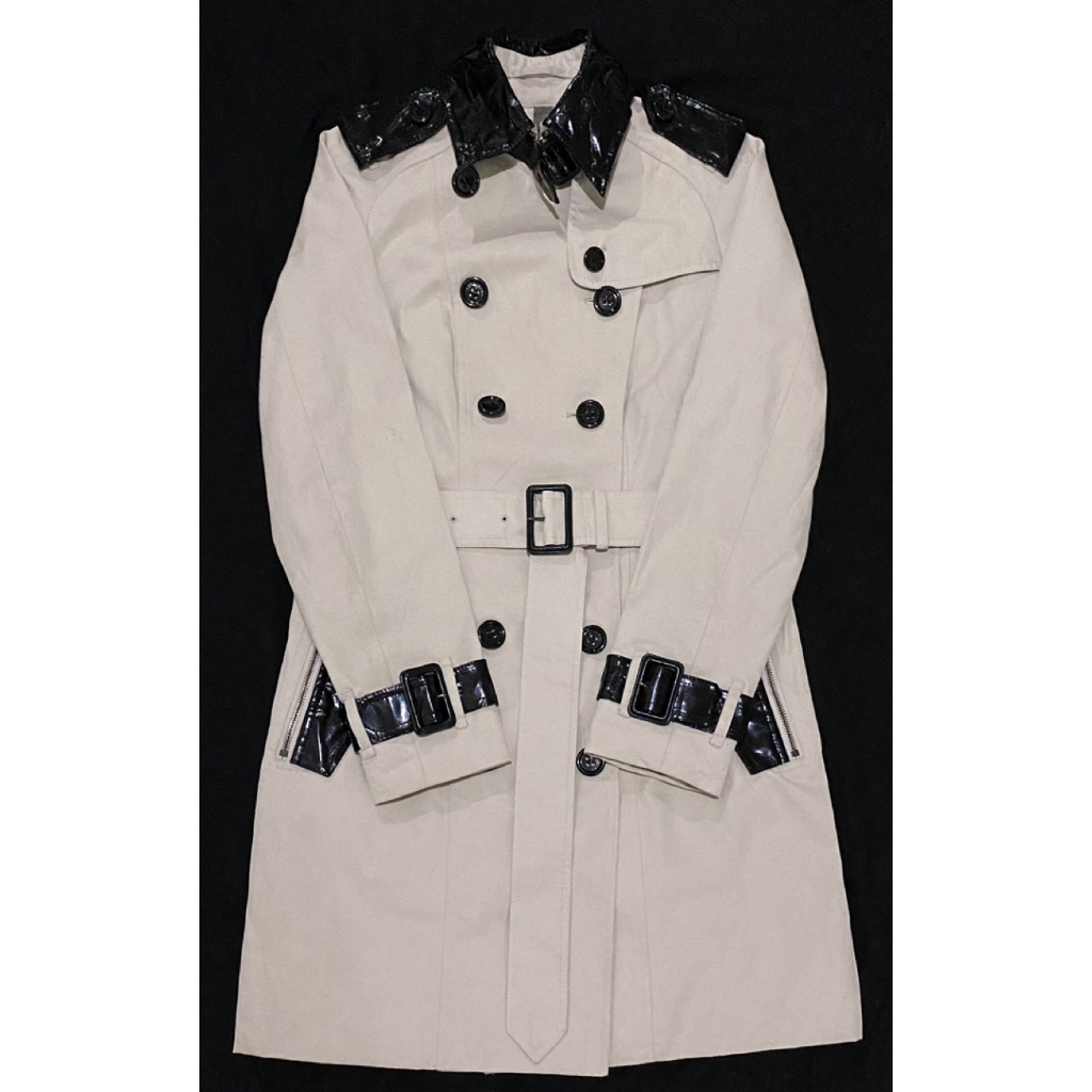 Coat Burberry Original (Tag lengkap, Emboss) Mix Kulit / Burberry Leather Trench Coat / Coat Branded