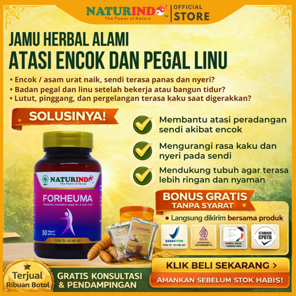 Herbal Obat Pegal Linu Encok Pereda Nyeri Sendi Asam Urat Rematik Kaki Tangan Otot