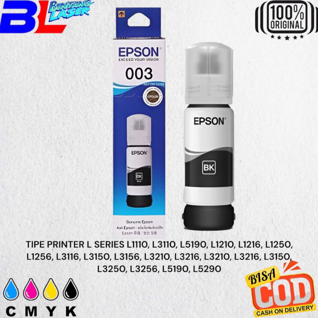 TINTA EPSON 003 BLACK ORIGINAL PRINTERL3110 L3150 L3250