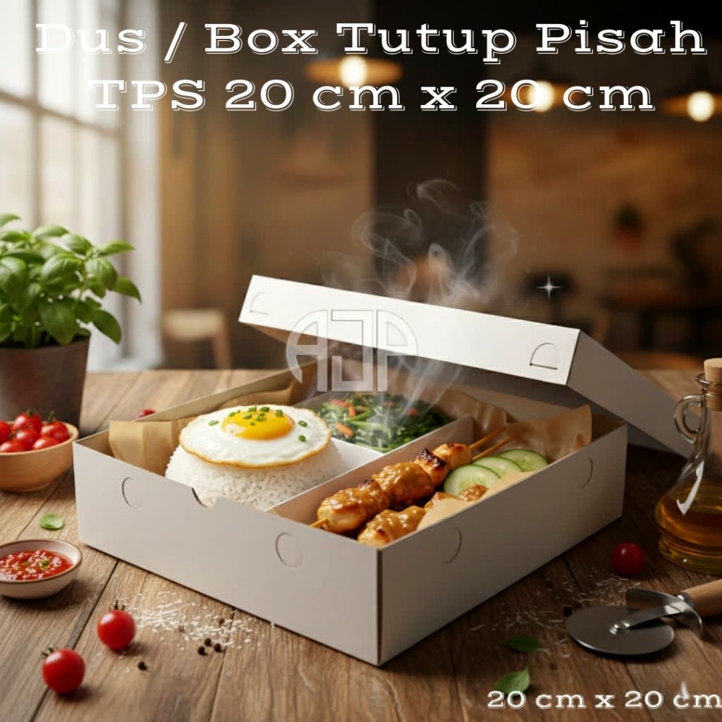 Dus / Box Nasi, Nasi TPS (Tutup Pisah) Ukuran 20 cm x 20 cm | 50 pcs