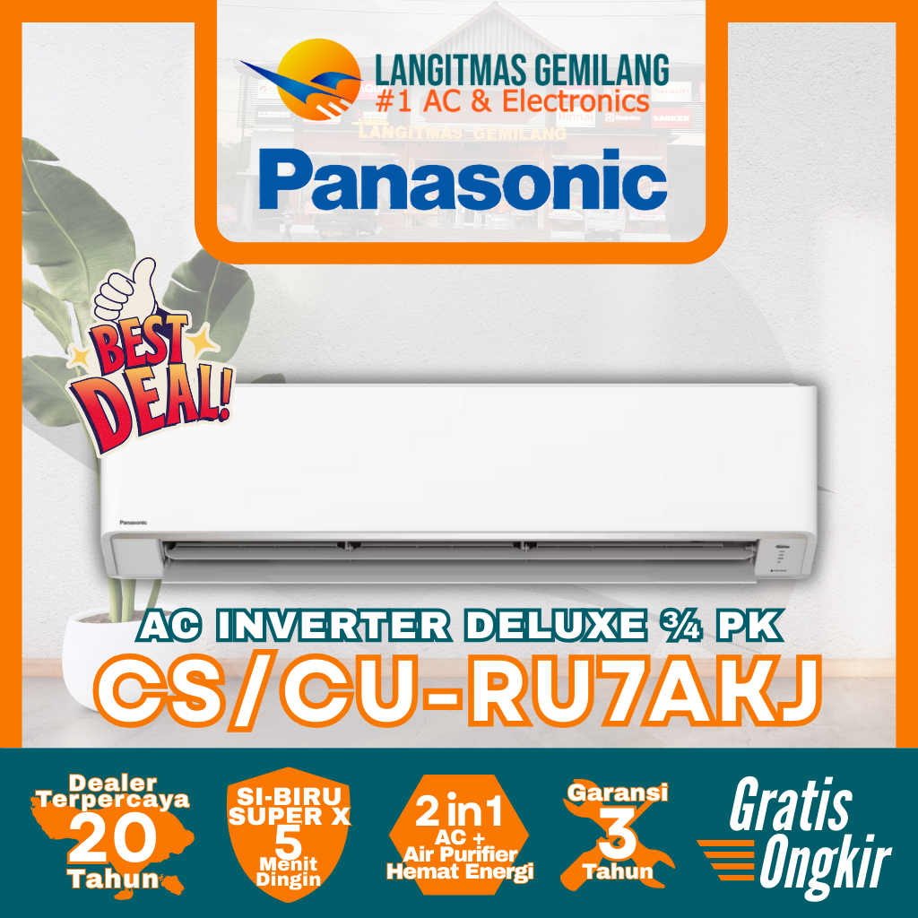 Panasonic CS|CU-RU7AKJ AC Inverter Si-Biru RU Series 3|4 PK
