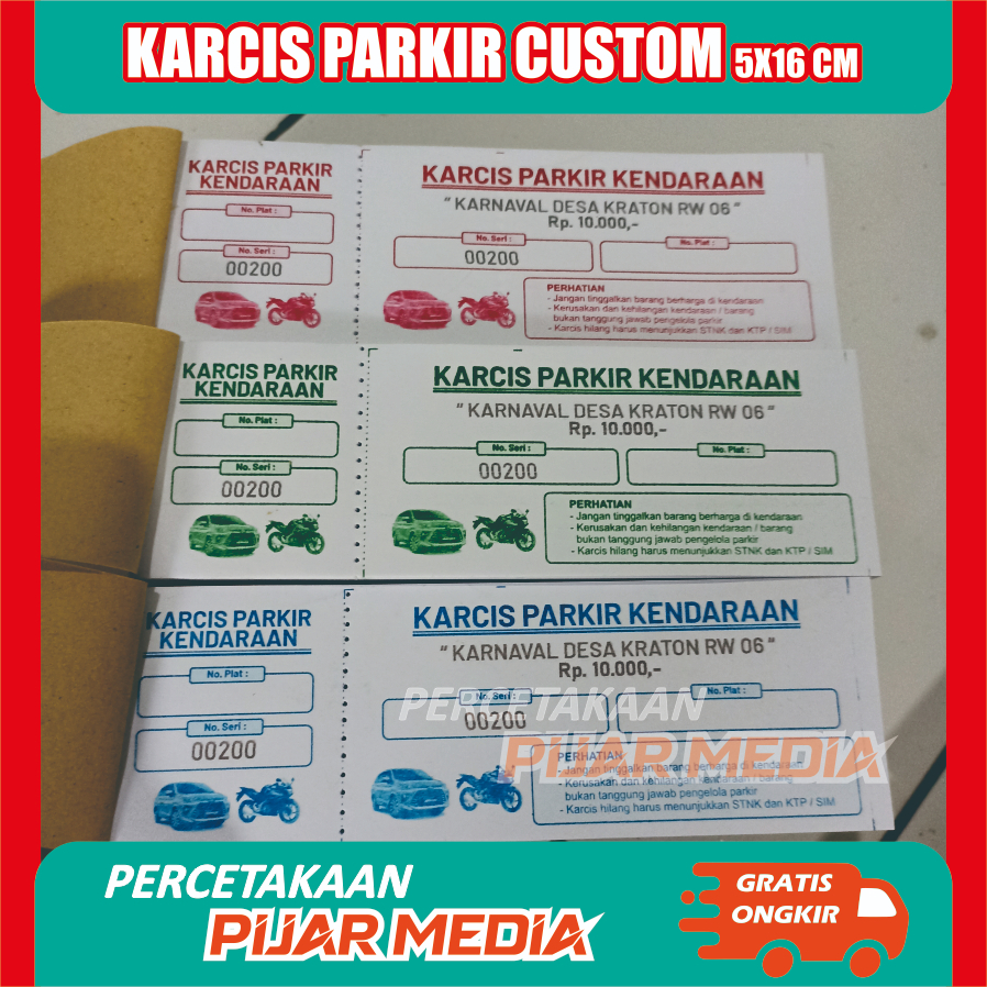 CUSTOM KARCIS PARKIR MOTOR DAN MOBIL BISA SATUAN