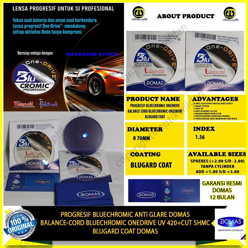 DOMAS PROGRESIF ONEDRIVE BALANCE CORD BLUECHROMIC ONEDRIVE 420 UV BLUGARD COAT