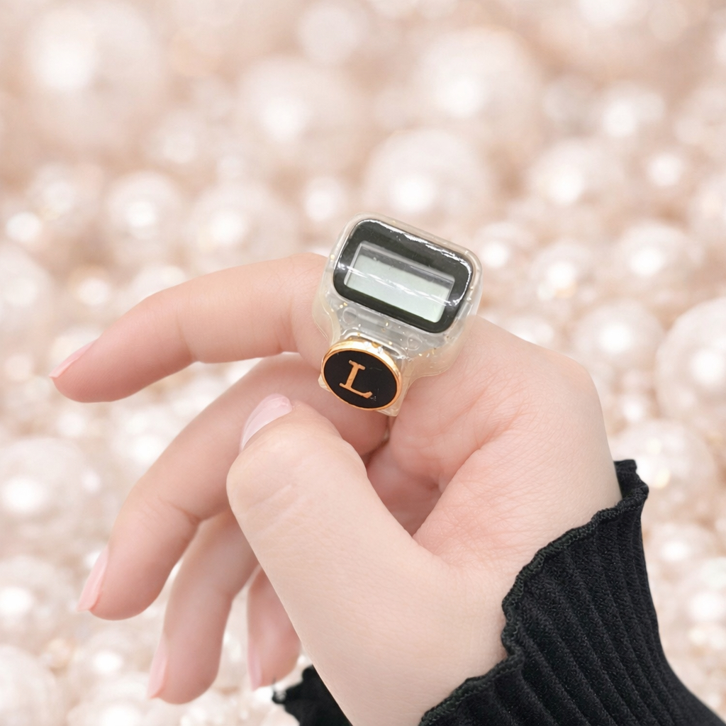 Tasbih Digital  Cincin Led Ring Alarm Kelap Kelip material ABS dan silikon dengan Layar LED 5 Digit 