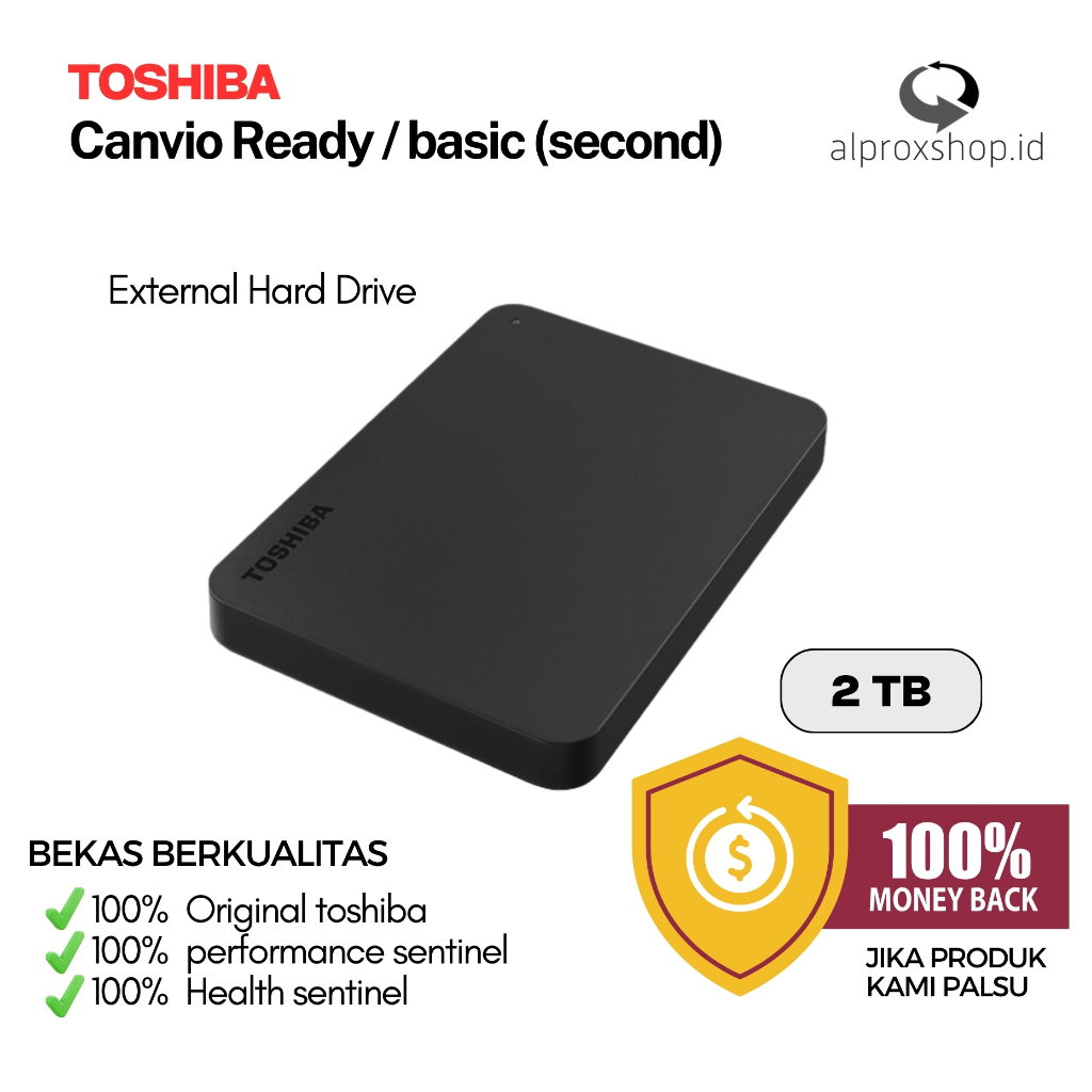 Hardisk Eksternal Toshiba 2TB Canvio(second)/ HDD bekas sentinel 100/100 power ontime rendah garansi