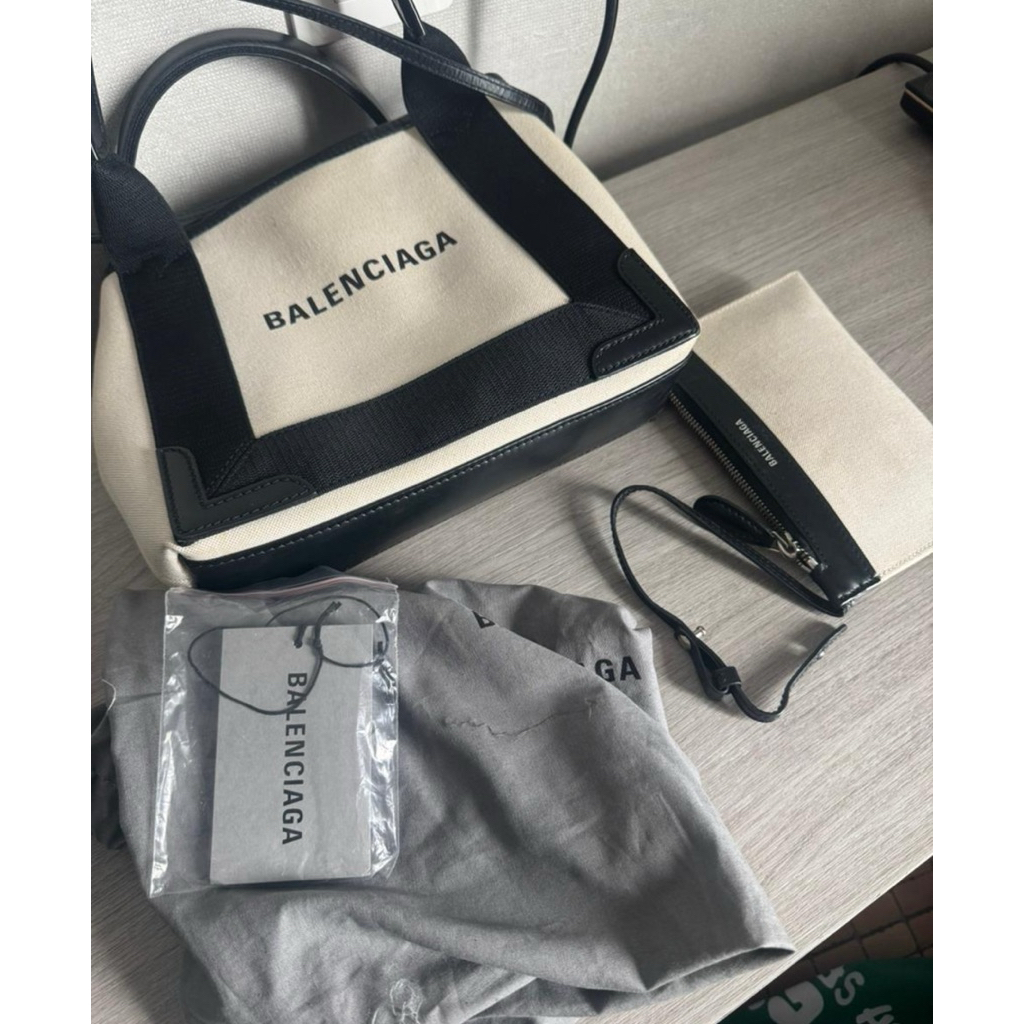 Balenciaga Navy Cabas XS Canvas Tote - pre